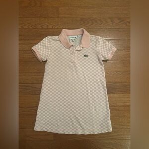 Lacoste Pink and White Check Racing Polo Dress Size 4